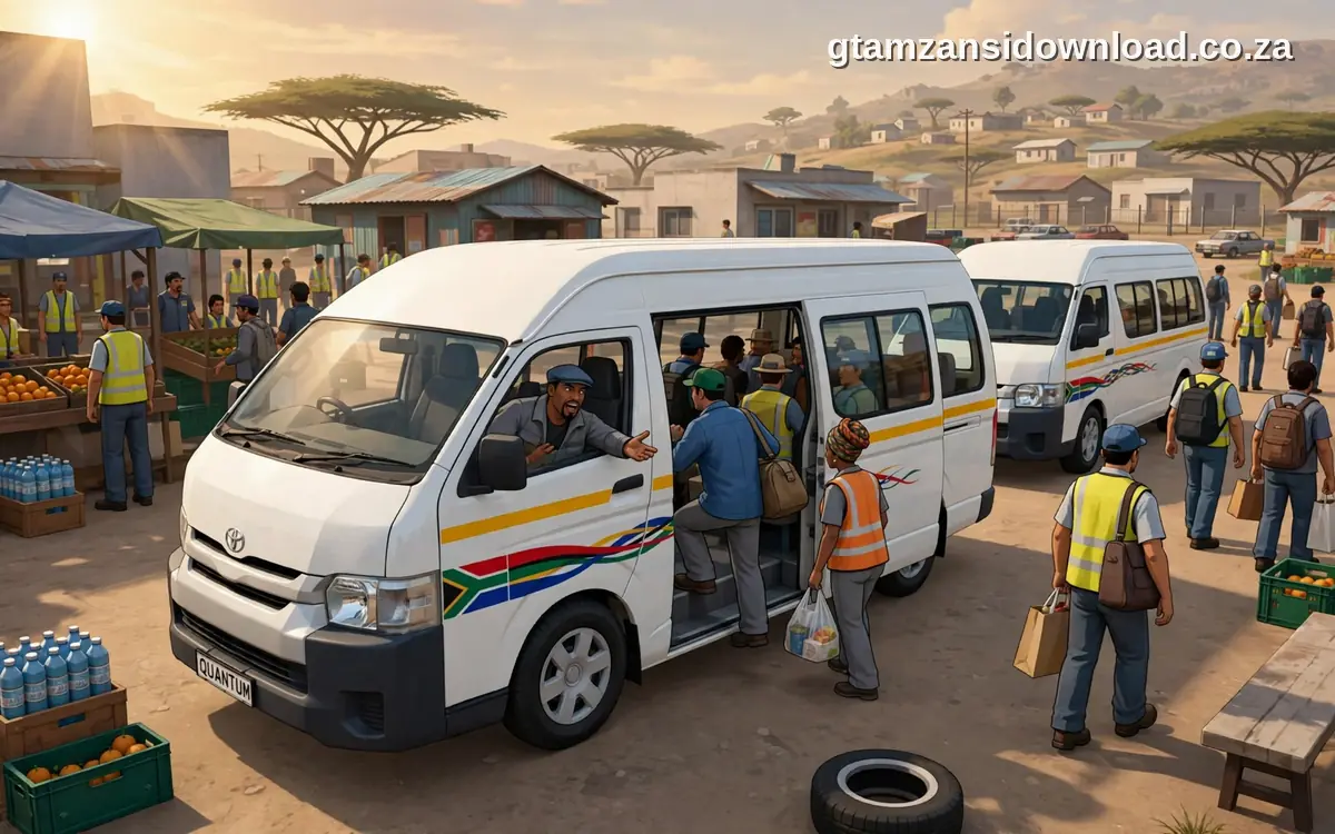 toyota quantum taxi loading at a rank in gta mzansi taxi